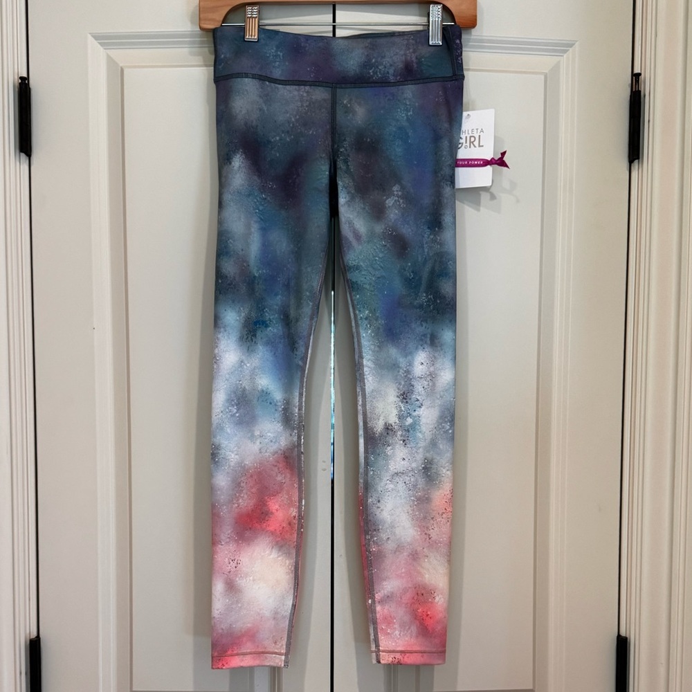 Athleta Blue and Red Leggings High-Performance Activewear